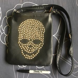 Skull leather crossbody purse